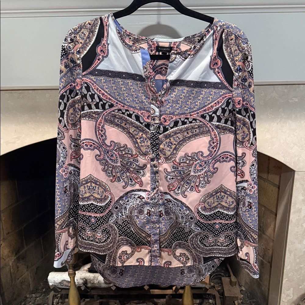Talbots Multicolor Paisley Blouse Size M